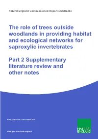 The Role of Trees Outside Woodlands in Providing Habitat and Ecological Networks for Saproxylic Invertebrates