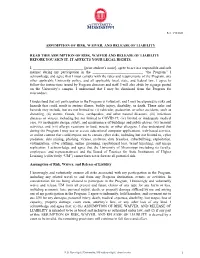 Assumption of Risk, Waiver, and Release of Liability