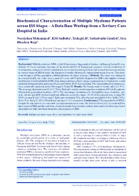 Biochemical Characterization of Multiple Myeloma Patients Across ISS Stages – a Data