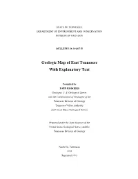 Geologic Map of East Tennessee with Explanatory Text
