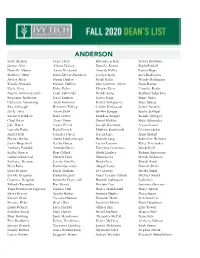 Ivy Tech Community College Fall 2020 Dean's List