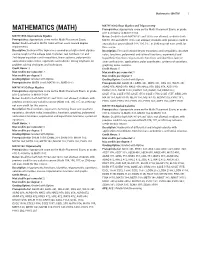 Mathematics (MATH) 1