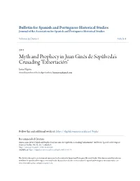 Myth and Prophecy in Juan Ginés De Sepúlveda's Crusading