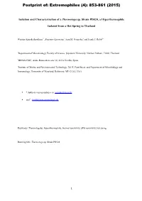 Postprint Of: Extremophiles (4): 853-861 (2015)