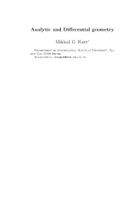 Analytic and Differential Geometry Mikhail G. Katz∗