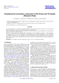 Classifying the Secondary Component of the Binary Star W Aquilae (Research Note)