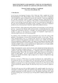 Does Investment Cause Growth? a Test of an Endogenous Demand-Driven Theory of Growth Applied to India 1950-96