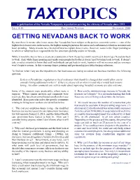 Getting Nevadans Back to Work