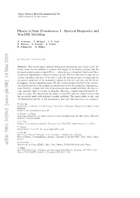 Physics of Solar Prominences: I-Spectral Diagnostics and Non-LTE