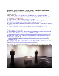 Readings for David Getsy Seminar: “Beyond Visibility: Transgender Methods, Queer Methods, and the Case of Abstraction in Art History"