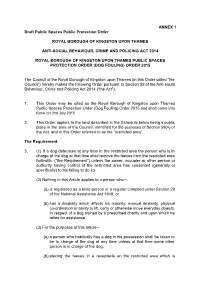 ANNEX 1 Draft Public Spaces Public Protection Order ROYAL