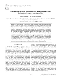 Hydrothermal Alteration at the Lonar Lake Impact Structure, India: Implications for Impact Cratering on Mars
