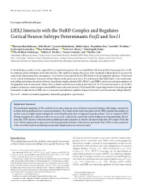 LHX2 Interacts with the Nurd Complex and Regulates Cortical Neuron Subtype Determinants Fezf2 and Sox11