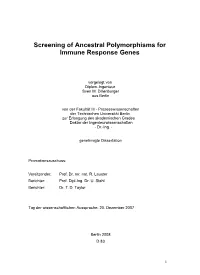 Screening of Ancestral Polymorphisms for Immune Response Genes