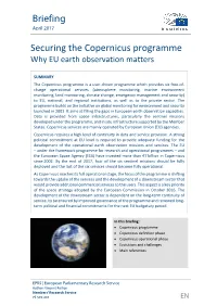 Securing the Copernicus Programme Why EU Earth Observation Matters