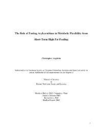 The Role of Fasting Acylcarnitines in Metabolic Flexibility from Short
