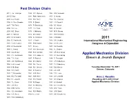 2011 Applied Mechanics Division Honors & Awards Banquet