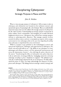 Deciphering Cyberpower: Strategic Purpose in Peace And