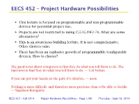 EECS 452 – Project Hardware Possibilities