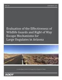 Evaluation of the Effectiveness of Wildlife Guards and Right of Way Escape Mechanisms for Large Ungulates in Arizona