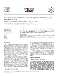 Hip2 Interacts with Cyclin B1 and Promotes Its Degradation Through