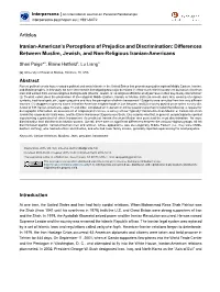 Iranian-American's Perceptions of Prejudice and Discrimination
