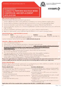 Licence to Perform High Risk Work Conversion and Replacement Application