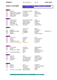 Phase 1 Jeudi 15 Octobre