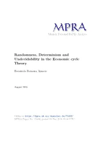 Randomness, Determinism and Undecidability in the Economic Cycle Theory