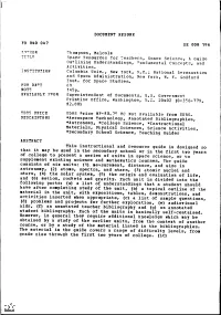 Space Resources for Teachers, Space Science, a Guide Outlining Understandings, Fundamental Concepts, and Activities