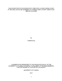 1 the Acquisition of Sociolinguistic Variation: A