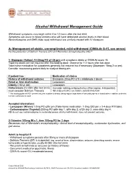 Alcohol Withdrawal Management Guide