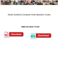 Apollo Guidance Computer Octal Operation Codes