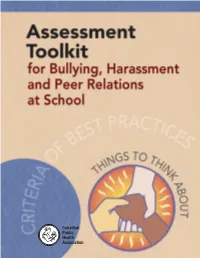 Assessment Toolkit for Bullying, Harassment and Peer Relations at School