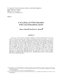 Cacu3ti4o12 (Ccto) Ceramics for Capacitor Applications