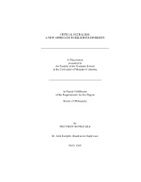 Critical Pluralism: a New Approach to Religious Diversity