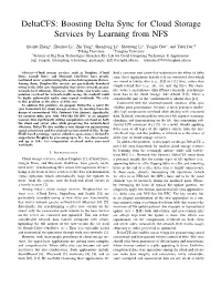 Deltacfs: Boosting Delta Sync for Cloud Storage Services by Learning from NFS