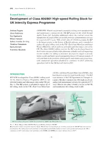 Development of Class 800/801 High-Speed Rolling Stock for UK Intercity Express Programme