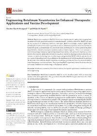 Engineering Botulinum Neurotoxins for Enhanced Therapeutic Applications and Vaccine Development