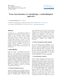 From Astrochemistry to Astrobiology: a Methodological Approach