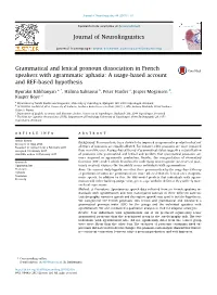 Grammatical and Lexical Pronoun Dissociation in French Speakers with Agrammatic Aphasia: a Usage-Based Account and REF-Based Hypothesis