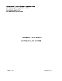 Limitations of Actions in Conversion and Detinue
