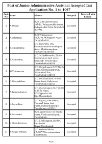 Post of Junior Administrative Assistant Accepted List Application No. 1 to 1067 Appl