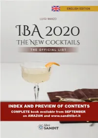 AND PREVIEW of CONTENTS COMPLETE Book Available from SEPTEMBER on AMAZON and Contents Introduction What Are IBA Cocktails