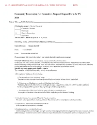 Community Preservation Act Committee- Proposal Request Form for FY 2020