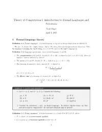 Introduction to Formal Languages and Automata