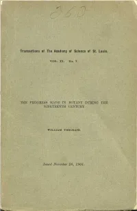 The Progress Made in Botany During the Nineteenth Century