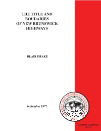 The Title and Boudaries of New Brunswick Highways