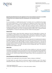 1 Report by Bernadette Hancock on the Application of the Victory Academy to Become an Accredited Thinking School by the Cognitiv