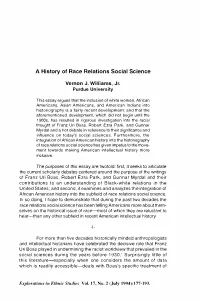A History of Race Relations Social Science